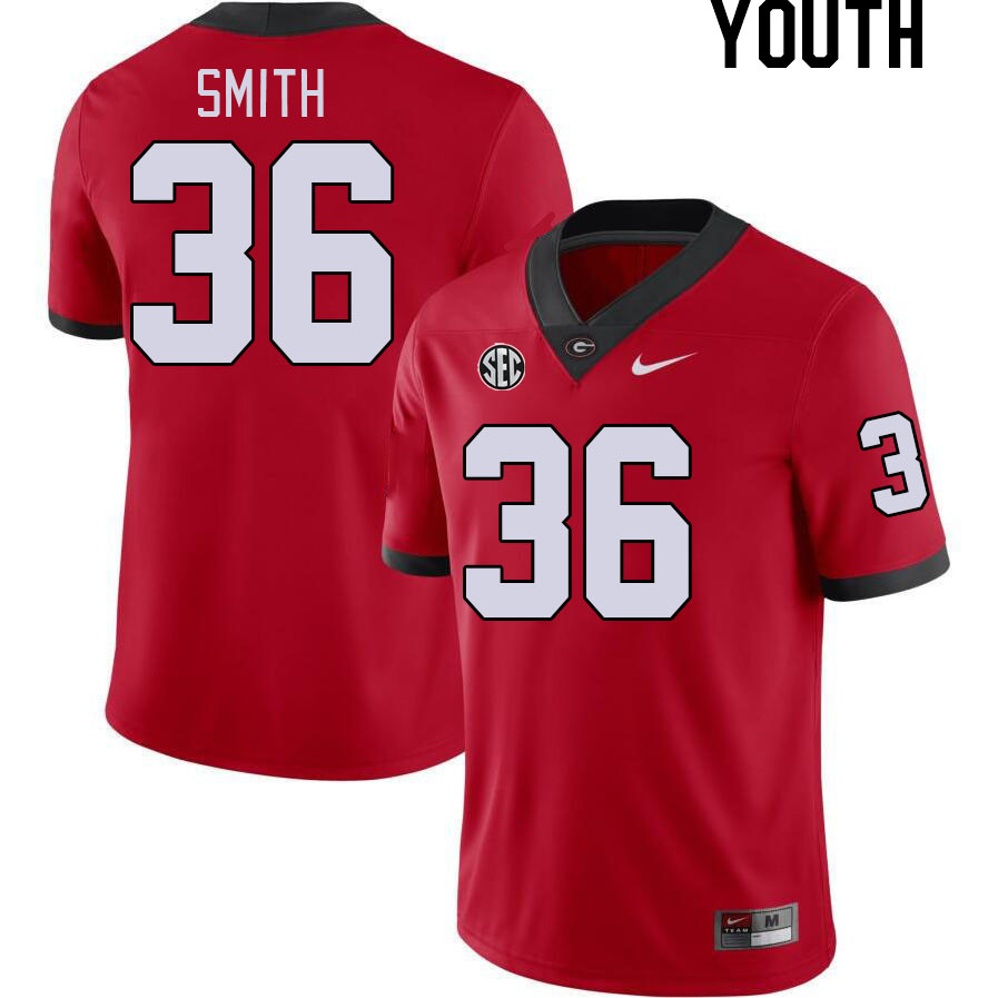Youth #36 Colby Smith Georgia Bulldogs College Football Jerseys Stitched-Red
